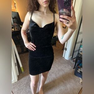 Forever 21 Black Bodycon Velvet Cowl Neck Mini Dress